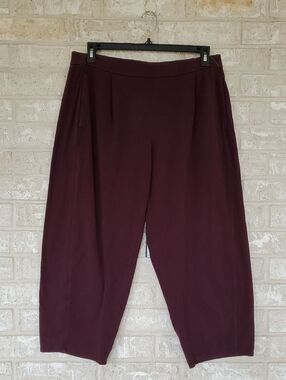 Eileen Fisher Organic Cotton Flat Elastic Waist Wide-Leg Pant, Size Large, NWOT